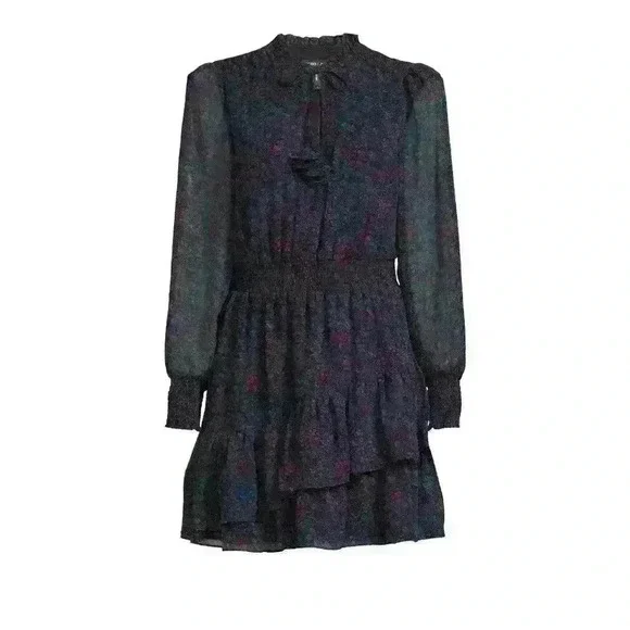 BCBG Paris Collared V-Neck Smocked Tiered Dress, Size XXL NWT - Picture 3 of 15